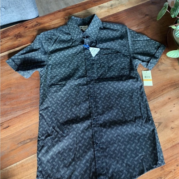 ▶️ Haggar Men's black Short Sleeve Print Button Down 437967v Sz Small new! - Picture 2 of 7